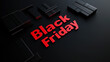 © TiA - 'Black Friday' bold red text on black abstract background with copy space