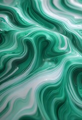 Wall Mural - Textured malachite slab displaying swirling patterns of green and black, placed on a wooden surface to provide contrast and warmth to the image., navy blue, white and bold yellow color scheme, golden 