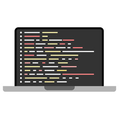  laptop and program code development. Web coding concept. Coding screen