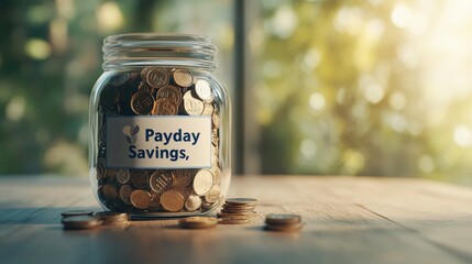 Accumulating wealth concept with coin jar labeled 