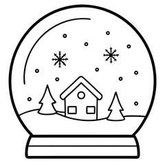 A snow globe featuring a small house or tree inside, with snowflakes gently falling vector