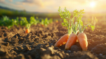 Bunch of carrots freshly plucked out from the soil