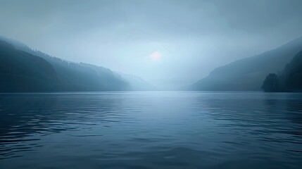 Sticker - Misty Lake and Mountain Landscape