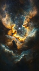 Wall Mural - bright star forming in a colorful nebula with glowing gases