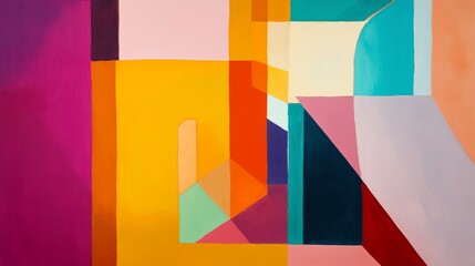 Wall Mural - Abstract geometric painting with vibrant colors.