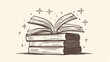 © Rabil - A stack of magic books, drawn in a simple line style, is shown open, with the concept being isolated.