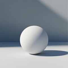 Wall Mural - a minimalist white sphere casting a soft shadow on a smooth surface, creating a serene and modern ae