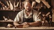 © cff999 - a man is working on a wooden table in his workshop