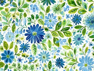 Wall Mural - A flowers watercolor painting seamless pattern
