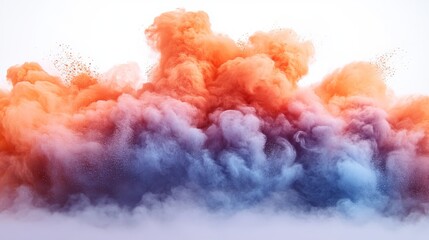 Canvas Print - Colorful smoke exploding in white background