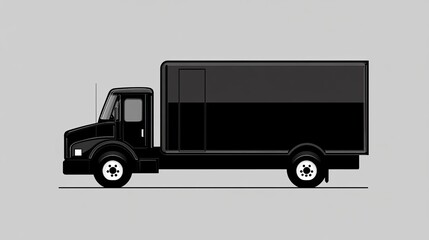 Wall Mural - Black delivery truck transporting goods side view