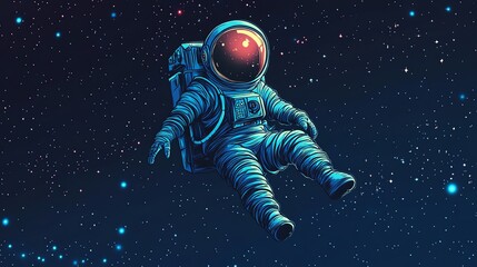 Wall Mural - A lone astronaut floats in space, surrounded by twinkling stars.