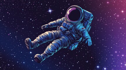 Wall Mural - Astronaut floating in space with a starry background.