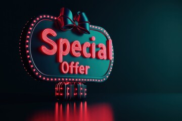 Wall Mural - Neon sign advertising 'Special Offer' against a dark background