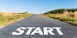 © gunzexx png and bg - An open road stretches into the horizon with the word 'START' marking the beginning point, symbolizing new beginnings, journeys, and opportunities in the great outdoors.
