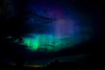 Wall Mural - northern lights dancing over the sky sky in the country road