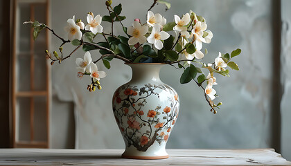 Wall Mural - Highlighting the independent beauty of classic ceramic flowerpots.