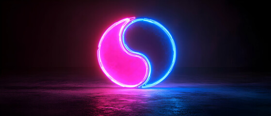 Wall Mural - vibrant neon symbols showcasing harmony with pink and blue elements. perfect for background designs 