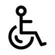 © OpaDesign - Simple vector icon of a wheelchair symbol, representing accessibility, disabled services, and inclusivity. Editable stroke.