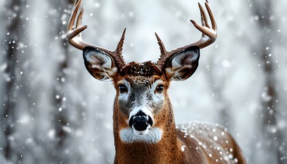 Wall Mural - Elegant mule deer silhouette on pristine white background