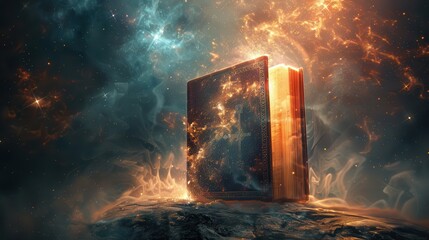 Wall Mural - A book is open on a rock in the sky