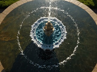 Poster - Slow motion water splashing into a fountain from above.