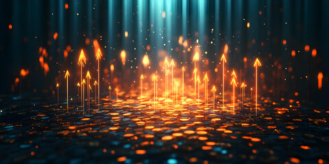 Wall Mural - dynamic abstract image featuring luminous flames and glowing particles rising in a dark atmosphere, 