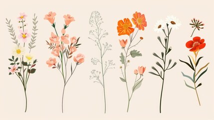 Wall Mural - A group of flowers growing close together