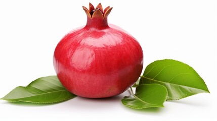 Pomegranate fruits and half of pomegranate isolated on white background. Neural network ai generated art