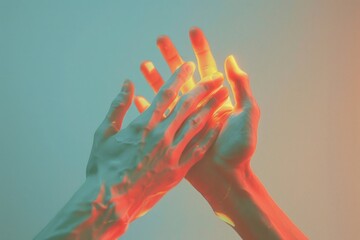 Canvas Print - A pair of hands reaching for each other in a moment of connection