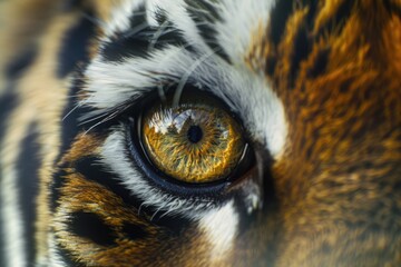 Sticker - A close-up view of a tiger's eye, perfect for illustrations or designs where natural beauty is the focus