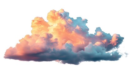 Canvas Print - A cloud with a plane flying in the clear blue sky, great for travel or adventure themes