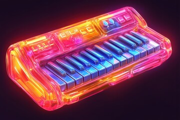 a neon colored keyboard with a neon light