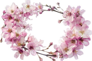 Sticker - A beautiful wreath made of pink flowers on a white background, perfect for decorating and celebrations