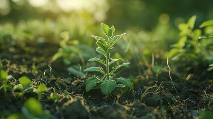 Wall Mural - Young Plant Growing in the Soil