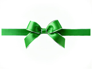 Wall Mural - Green_Christmas_bow_ribbon,_isolated_on_a_white_background,_clipping_path_included_for_easy_integration_into_designs.