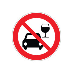 STOP, No alcohol and driving sign, prohibition sign, prohibition symbol, Vector illustration