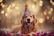 © Konstiantyn Zapylaie - Golden retriever celebrating new year 2025 in festive party hat