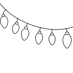 Canvas Print - Festive String of Black-Outline Christmas Lights