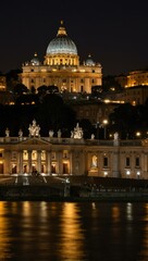 Wall Mural - Vatican lights at night.