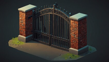 Wall Mural - Vector isometric gate portal.