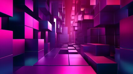 3d rendering of Deep purple and bright pink abstract geometric background. Scene for advertising, technology, showcase, banner, game, sport, cosmetic, business, metaverse. Sci-Fi Illustration. Product