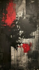 Canvas Print - Abstract Expressionist Painting in Black and Red