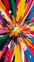 Wall Mural - Colorful abstract explosion of vibrant paint splashes in motion