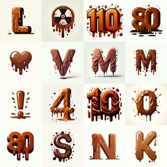 Wall Mural - Brown Lettering Typeface. AI generated illustration