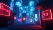 © Phatharaporn - Futuristic Cityscape with Neon Lights.