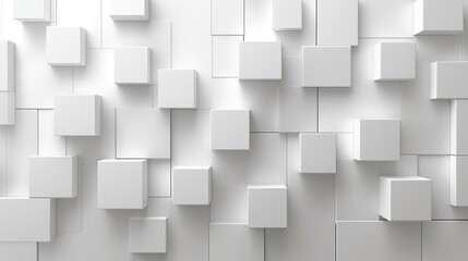 Random shifted white cube boxes block background wallpaper banner with copy space