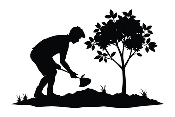 man planting tree silhouette B.eps