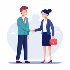 Wall Mural - Shaking hands, businesspeople white background in a vector illustration