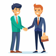 Wall Mural - Shaking hands, businesspeople white background in a vector illustration